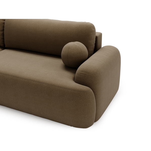 BRĄZOWY NAROŻNIK DO SALONU AGAT L Z PÓŁOKRĄGŁĄ OTOMANĄ LAMBI - CHARAKTERYSTYCZNE DETALE